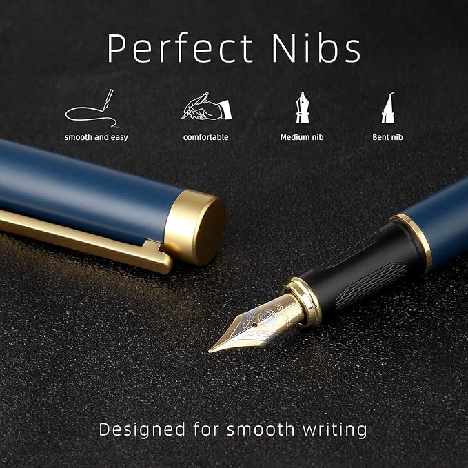 Fountain pen, Stunning luxury pen, Nice pen gift, pure copper heavy feel Office Executive Pen Smooth Writing Pens for Men Funcy Pens with Gift Case 10 black cartridges (Red)