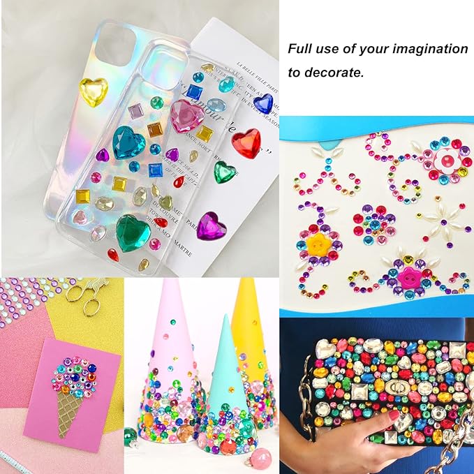 1610 Pcs Hair Gems Self Adhesive Rhinestones for Makeup Eyes 15 Colors Rainbow Rhinestones Face Jewels Face Gems Stick On, Heart Face Gems Bling Gems Jewels Stickers for DIY
