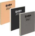 SoHo Urban Artist Open Bound Sketch Pads - Open Coptic Bound Sketch Pads for Drawing, Calligraphy, Any Dry Media, & More! - [Grey, White, & Kraft - 8.5x11-3 Pack]