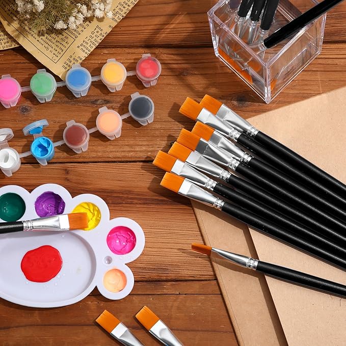 Crtiin 60 Pcs Operation Christmas Bulk Items Paint Brush for Acrylic Painting Paintbrushes Bulk Artist Brush for Detail Watercolor Oil Art(Black,1/2 Inch)