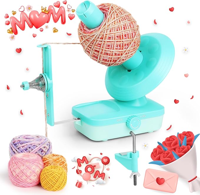Electric Yarn Ball Winder-Large Yarn Cake Winder for Crocheting, Automatic Yarn Spinner for Arthritic Hand- Strong Tension Stepless Speed Yarns Roller(Green)
