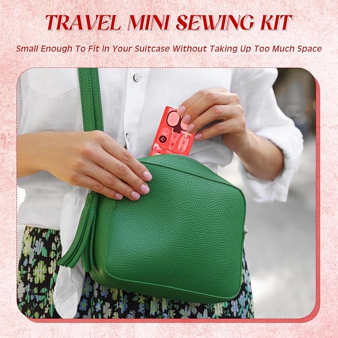 Knitgrip 25 Boxes Mini Travel Sewing Kit Quick Fix Sewing Kits Bulk Basic Portable Pre Threaded Needle Emergency Repair Tool for Christmas Gifts Beginner Traveler Home Hotel (Red)