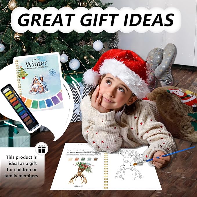 Beginner Watercolor Workbook with 12 Colors - Watercolor Paint Book & Art Gift for Beginners and Adults (Winter)