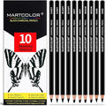 Charcoal Pencils for Drawing, 10 Pieces (S-Soft, Ex-Soft, Soft, Medium, & Hard) Black Charcoal Pencils for Sketching, Shading, Blending