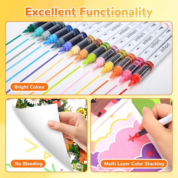 288 Colors Acrylic Paint Markers Brush Tip, Automatic Ink Control Acrylic Paint Pens Waterproof Acrylic Markers Set for Christmas Decorations, Stone, Wood, Glass, DIY & Art Supplies