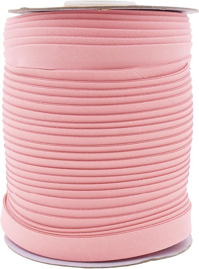 Mandala Crafts 55 Yards 5/8 Inch Blush Double Fold Bias Tape for Sewing - Bias Binding Tape for Quilting Binding, Hemming, Seam, and Fabric Piping