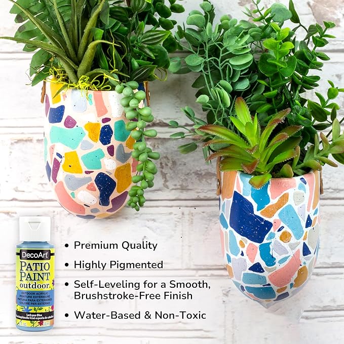 DecoArt Patio Outdoor Paint Set – 9 Neon & Metallic Colors (2 fl oz Bottles) – Outdoor Weatherproof Paints for Garden, Patio & Creative DIY Projects