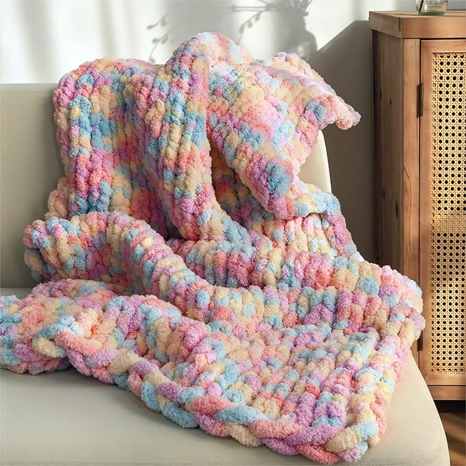 Jumbo Chunky Yarn for Hand Knitting - Super Thick Chenille Chunky Yarn for Crocheting - Extra Soft Bulky Fluffy Blanket Big Yarns 8 Jumbo Pack (27yds,8 oz Each Skein)