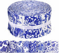 40 Pcs Chinoiserie Cotton Jelly Fabric Strips Blue and White Porcelain Patchwork Strips Roll for Quilting Crafting Blue White Floral Bird Precut Patchwork for Sewing DIY Crafts