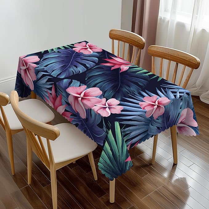 Tropical Rectangle Tablecloth Palm Leaf Summer Hawaiian Themed Leaves Table Cloth Dining Table Cover for Home Kitchen Restaurant Party Buffet Picnic 54 x 72 Inch