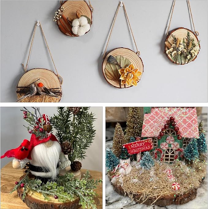 66 PCS Unfinished Wood Slices for Centerpieces, 4.7-5.5 Inch Natural Wood Slices with Tree Bark Pine and Wood Rounds Discs for DIY Crafts, Centerpieces, Art & Decor