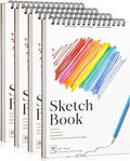 4 Pack Small Sketch Books, 5.5 x 8.5 Inch Mini Sketchbook, 68lb/100gsm Spiral Bound Small Sketch Pad, Acid Free Art Supplies Drawing Painting Sketchbook for Kids, Beginners, Artists