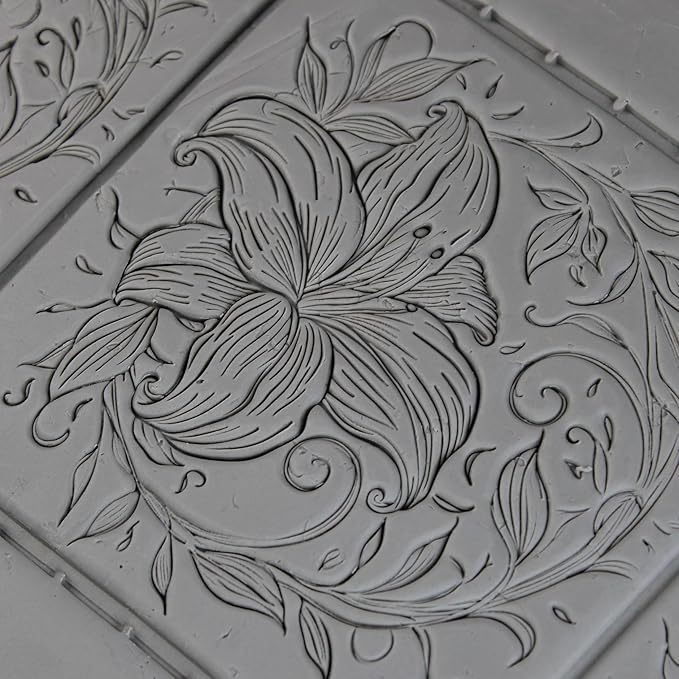Lily Clay Texture Roller (4") - Flower Set #01 - Embossing Pattern Roller for Polymer & Ceramic Clay, Pottery & Crafts