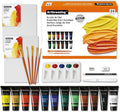 All-in-One Acrylic Painting Kit,12x22ml Rich Pigment Acrylic Paints,5 Different Shapes Brushes 2 Canvas Boards Palette Knife,Giftable Art Painting Set for Beginners Adults Artists
