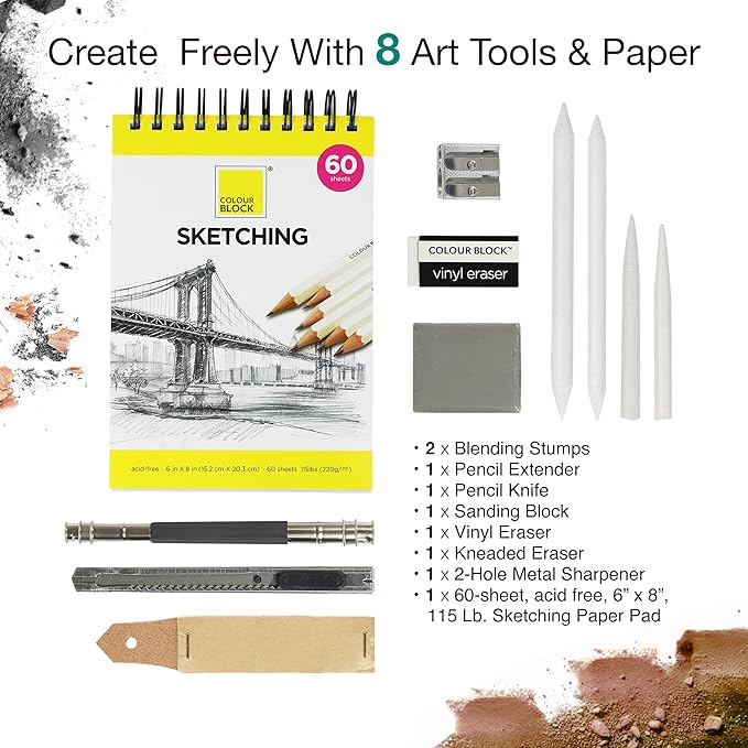 COLOUR BLOCK Drawing Pencils & Kits-Art Supplies for Kids, Teens, Adults-Colored Pencils, Charcoal, Pastels, Sketch Books for Artists, Anime Drawing, Architecture