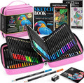 136 PCS Colored Pencils Set for Adult Coloring Books, 120 Colored Pencils with Sketchbook, Coloring Book, Sharpener, Soft Core Oil-Based Coloring Pencils for Artists Drawing Sketching Blending Shading