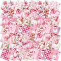 Oudain 60 Pcs 10 x 10 Inch Pink Christmas Quilting Fabric Vintage Christmas Fat Squares Patchwork Precut Strips Santa Flamingo Snowman Fabric Bundles for Xmas DIY Craft Sewing