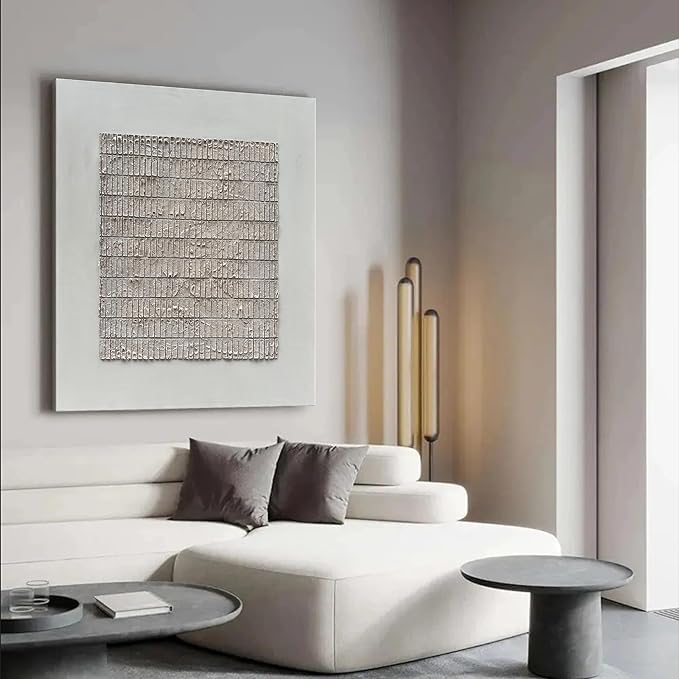 NANKAI Art White Texture Abstract Art Oil Painting 44x44 Inches Contemporary Minimalist Art Large Home Wall Decoration