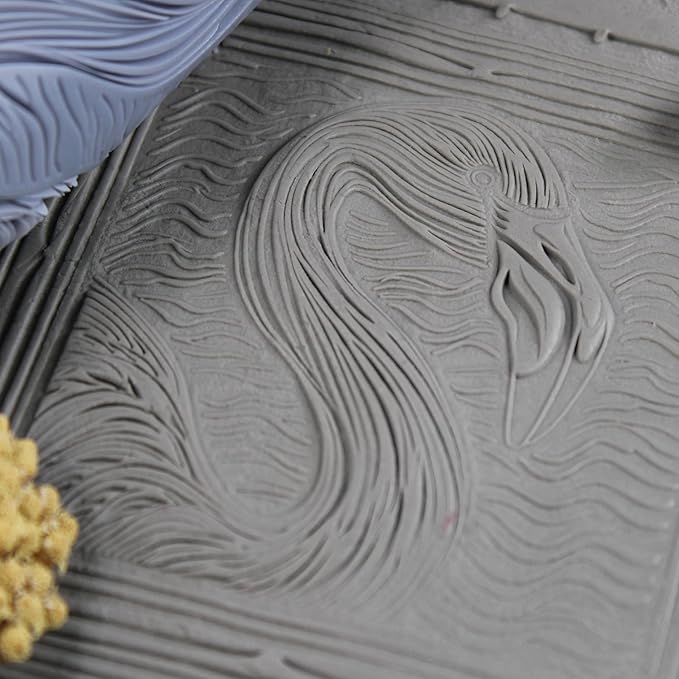 Flamingo Clay Texture Roller (4") - Bird Set #01 - Embossing Pattern Roller for Polymer & Ceramic Clay, Pottery & Crafts
