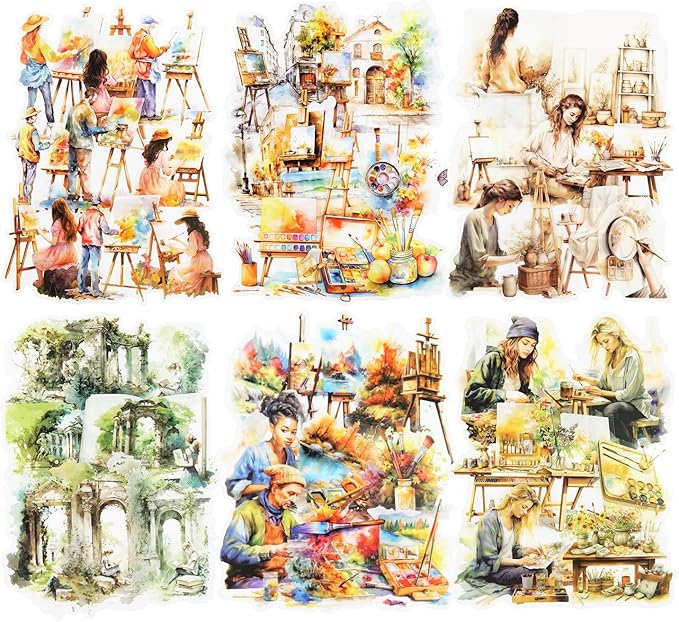 90 Pcs Lanscape PET Stickers Set, Art-Themed Stickers for Scrapbooking, Journaling and DIY Crafts