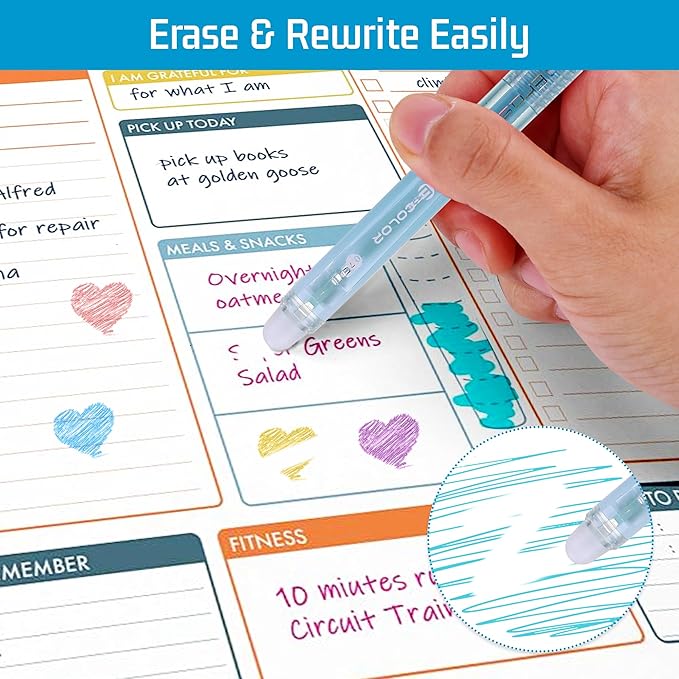 Erasable Gel Pens, 24 Colors Retractable Fine Point Erasable Pens Clicker, Assorted Color Inks, Make Mistakes Disappear for School Office Home, Drawing Writing Planner, Coloring