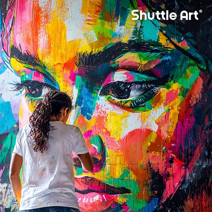 Shuttle Art Outdoor Acrylic Paint Set, 12 Colors Waterproof Paint, 8.45oz/250ml Large Bottles, Rich Pigmented Bulk Painting Supplies for Artists, Beginners on Rocks, Wood, Wall, Crafts, Garden Statues