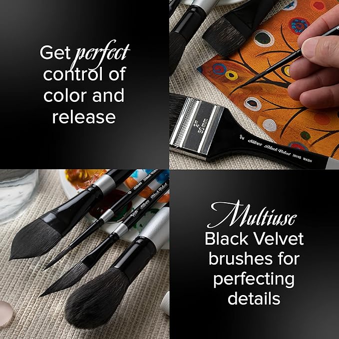 Silver Brush Limited SLM-3098 Susan Louise Moyer Specialty Watercolor Set, Set of 3, Size 3/4 Inch Oval and Sizes 6 and 8 Round Paintbrushes, Short Handle