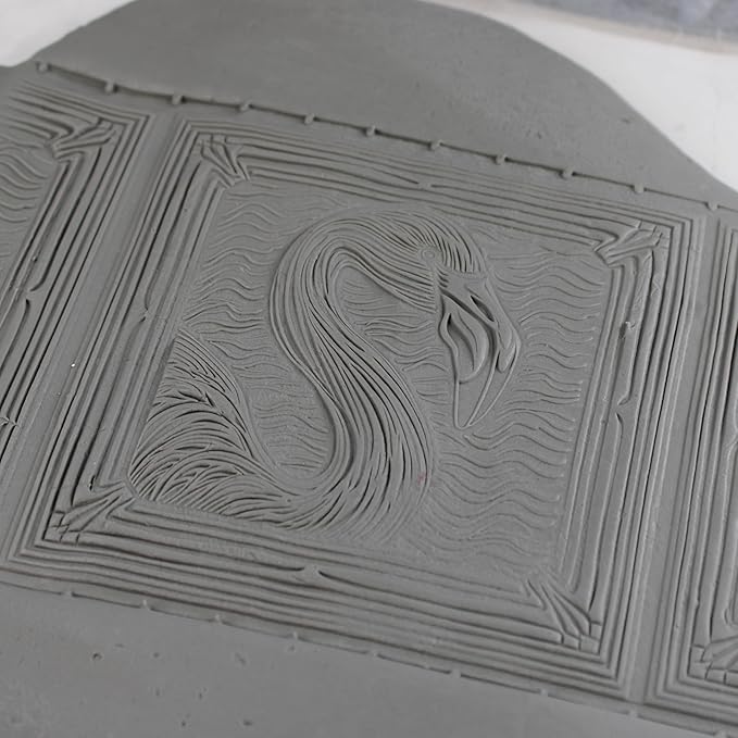 Flamingo Clay Texture Roller (4") - Bird Set #01 - Embossing Pattern Roller for Polymer & Ceramic Clay, Pottery & Crafts