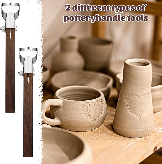2Pcs Sculpture Scraper Pottery Handle Making Tool Pottery Carving Tool Potterys Trimming Tools Polymer Clay Sculpting Tools for Ceramic Sculpture Craft Teacup Mug Cup Handle Making