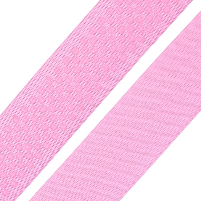 Mandala Crafts 2 Inch Elastic Silicone Gripper Tape for Clothing - 5 Yds Dotted Non Slip Elastic Band for Sewing - Pink Silicone Flat Fabric Stretchy Ribbon Straps