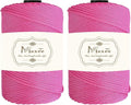 Maxee Premium Polyester Macrame Cord 3 mm × 218 yd (2 Pack),3mm 100% Polypropylene Macrame Cord,Ideal for Crochet, Wall Hangers, Bags, Rugs & DIY Crafts(Rouge Powder)
