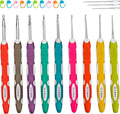 Ryhiac 9 PCS Longer Ergonomic Crochet Hooks Set USA Standard Size B to J 2.0mm-6.0mm Soft Grip Handles Smooth Crochet Needles Knitting Needles for Arthritic Hands,Beginners(Set C)