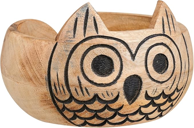 Christmas Gifts for Women Wooden Yarn Bowl Knitting Bowl Large Crochet Cat Yarn Holder Handmade Crocheting Accessories and Supplies Organizer 7 x 3 (Owl)