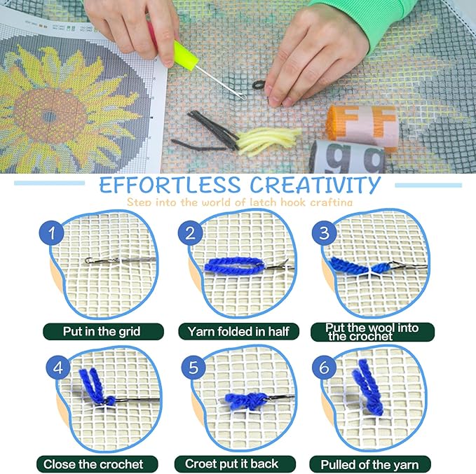 MIAOLLUN Latch Hook Kits Rug, Latch Hook Kits 3D Printed Canvas Home Decor for Carpet Embroidery Butterfly, 52X38cm/20.4InchX15Inch