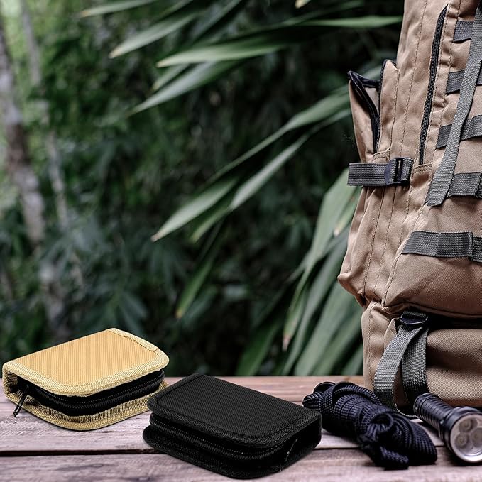 Suncalla Military Survival Sewing Kit Tactical with Buttons Durable Nylon Portable Small Sewing Kit for Men Women Complete Thread Needle Repair Tools for Travel Field Emergency(Black Brown,2)