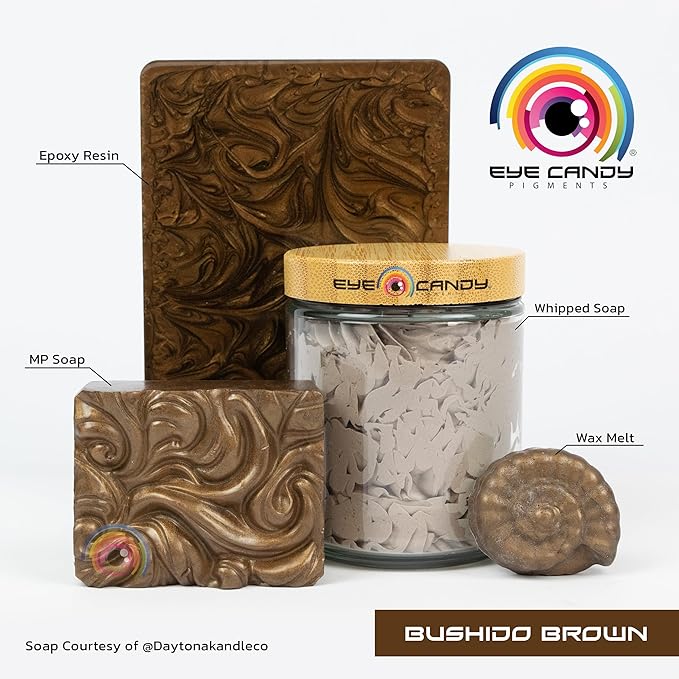Eye Candy Pigments Premium Brown Mica Powder - Bushido Brown (50gr) - for Epoxy, Resin, Soap, Paint, Woodworking, Acrylic Pouring, Bath Bombs, Fishing Lures - DIY Arts and Crafts Additive