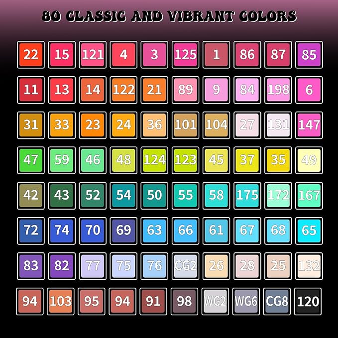 alchilalart 80-Colors Alcohol Based markers, Alcohol Markers Set, Dual Tip Alcohol Sketching Drawing Markers Animation for Adults Kids