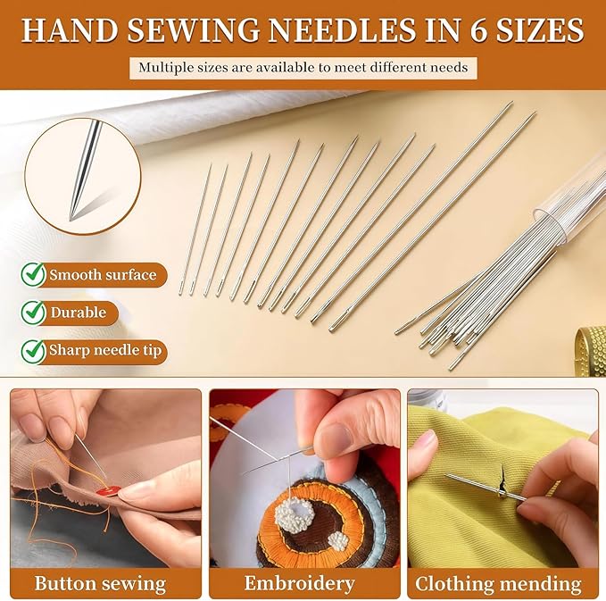 Big Eye Steel Sewing Needles Kit,2026 New Stainless Steel Needles for Hand Sewing,37pcs Big Eye Steel Needles Set, Portable DIY Hand Made Craft Set,for Handcraft Lovers (37Pcs)