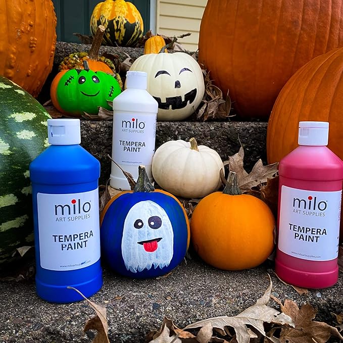 milo Washable Paint | 12 Colors 8 oz Bottles | Made in the USA | Safe and Non-Toxic Tempera Paint for Arts & Crafts, Poster, Window, Classroom, School