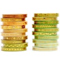 YUBX Skinny Gold Washi Tape Set Basic Foil Print Decorative Masking Tapes for Arts, DIY Crafts, Journals, Planners, Scrapbook, Wrapping (Green in Summer)