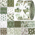 40 Pcs Sage Green Christmas Quilting Fabric Roll 2.56 Inch Watercolor Woodland Precut Fabric Squares Jelly Forest Reindeer Patchwork Strips Quit Material for Winter Xmas Craft Sewing DIY