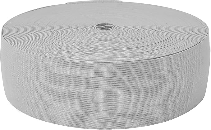 Mandala Crafts Wide 1 Inch Gray Elastic Bands Spool for Pants Waistbands Sewing and DIY Crafts, 50 YD Stretchy Flat Fabric Strap Knit Elastic Band for Wig