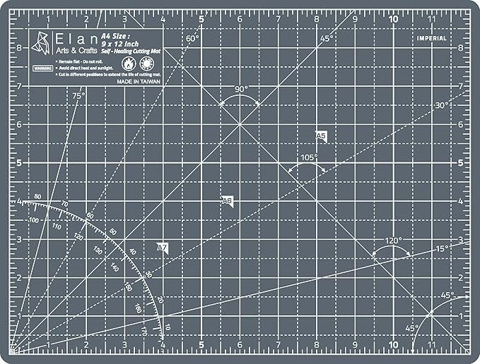 Elan Cutting Mat A4 Gray, Self Healing Cutting Mat 9x12 Inch, 5-Ply Craft Board Gray, Hobby Board for Crafts 9x12 Inch