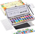 Professional Watercolor Paint Set – 50 Brilliant Colors, 6 Detail Brushes, Water Brush Pen, Swatch Sheet, Sponge & Metal Case – Portable Non-Toxic Colors with ASTM D-4236 Certificate, Kit for Adults, Artists & Students
