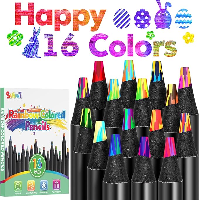 Art Supplies, 16 Colors Rainbow Colored Pencils, Classroom Back to School Supplies for Kids, Christmas Drawing Pencils for Kids Adults, Teen Girl Gifts Trendy Stuff, Stocking Stuffers Party Favors