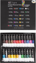 Elan Professional Watercolor Paint Set, 24 Liquid Watercolor Paint Tubes 0.4fl oz, Non-Toxic Mini Tubes for Canvas & Crafts, Art Paints for Adults