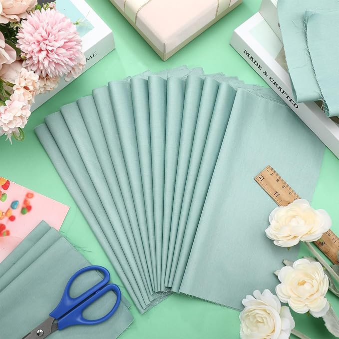 Buryeah 100 Pieces 10 x 10 Inches Cotton Fabric Squares Precut Quilting Fabric Bundles Solid Colors Layer Cakes Quilt Material for DIY Craft Sewing Embroidery(Sage)
