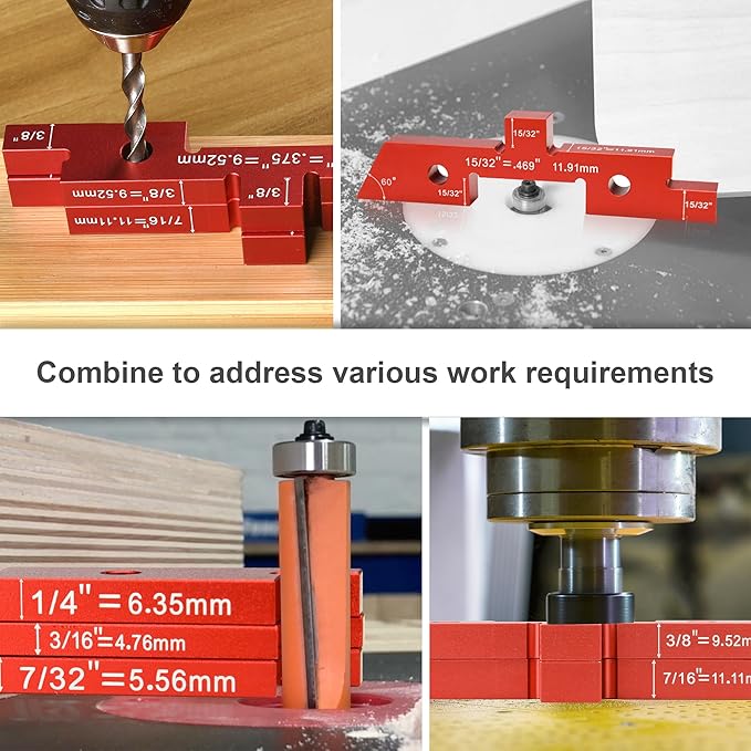 Setup Blocks Woodworking 14Pcs Aluminum Setup Bars with Case Setup Blocks Height Gauge Set Table Setup Blocks for Woodworking Tools Router Table Saw Height Depth Angle Fence Alignment Gauge Set