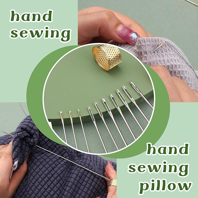 34 Pcs Hand Sewing Needles Set 2"/2.36"/2.55"/4.9"/5.9"/6.9" Long Sewing Needles Big Eye Stitching Needles Upholstery Needles with Storage Tube for Quilting Darning and Making (11 Size)