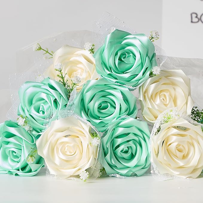 1-1/2 Inch Wide Mint Green Satin Ribbon, 50 Yards Solid Polyester Fabric Ribbon for Roses Making, Gift Wrapping, Valentine's Day, Wedding Decorations, Crafts, Bows, Flower Bouquets